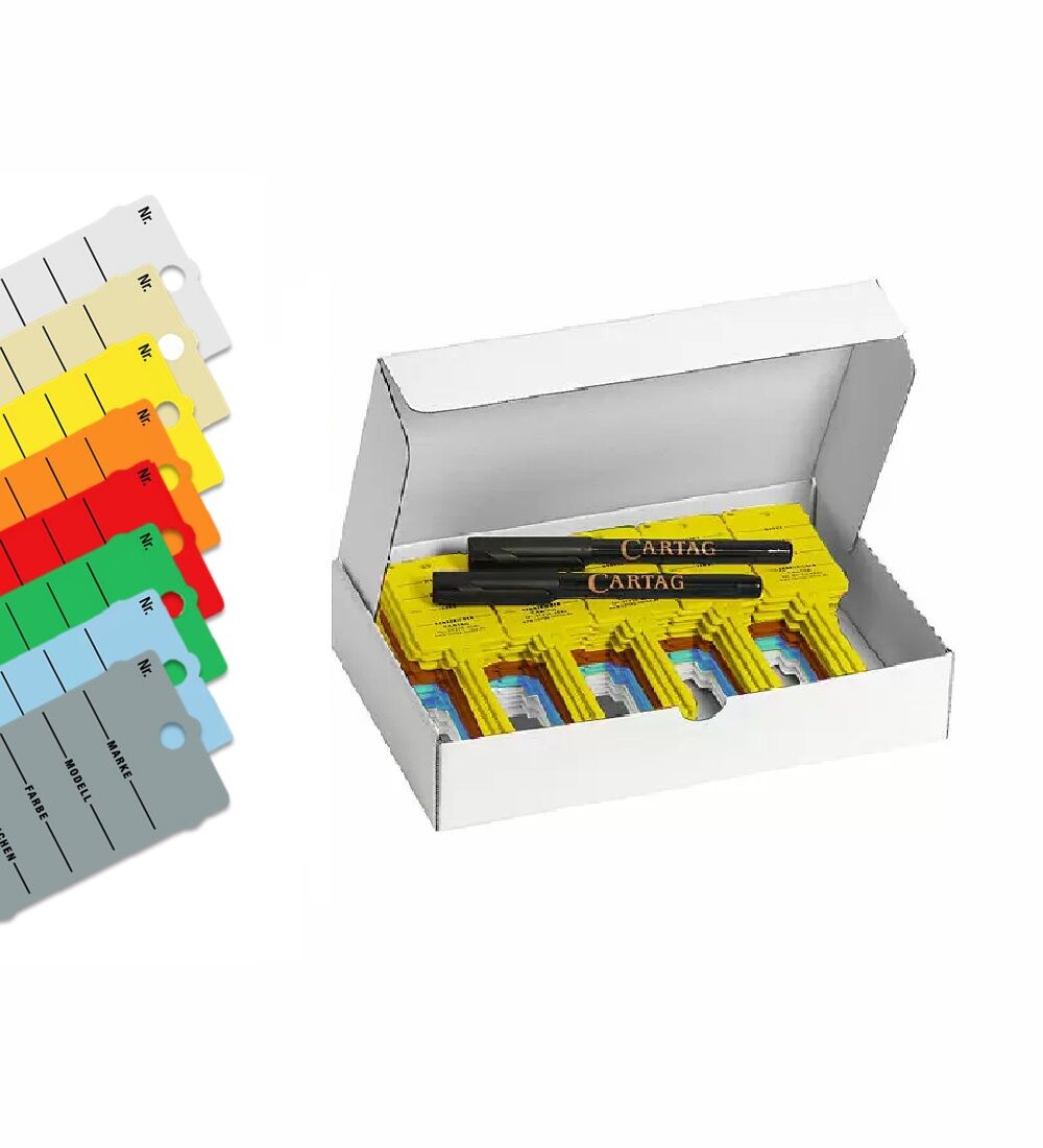 CARTAG 2 - MIXBOX - Schlsselanhnger Set mit Kabelbinder-Rasterverschlu (200 Stck + 2 Permanent-Stifte)