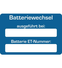  Kundendienst-Aufkleber  Batteriewechsel ausgefhrt bei: 