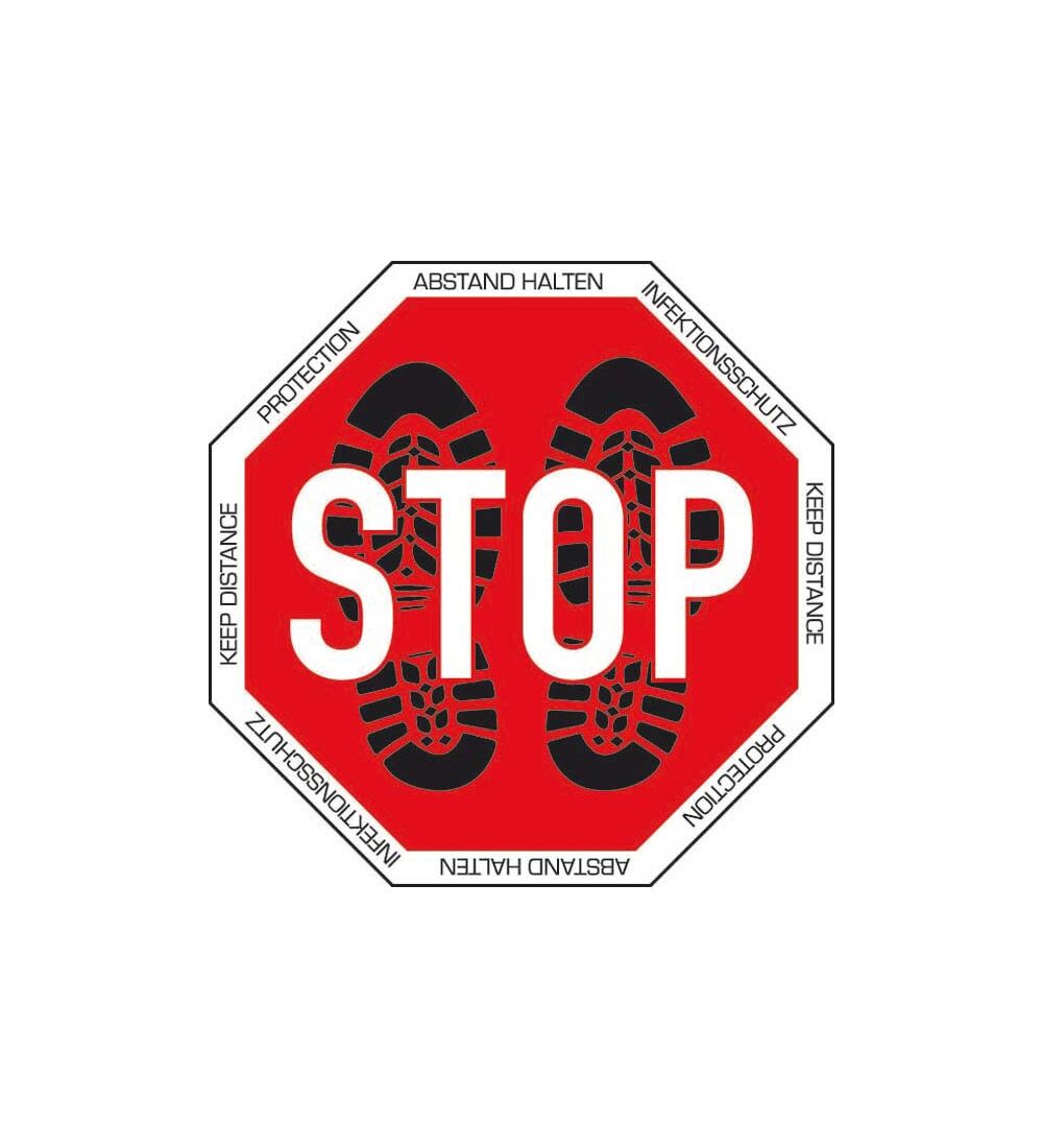 Bodenaufkleber STOP, achteckig, 400 mm 