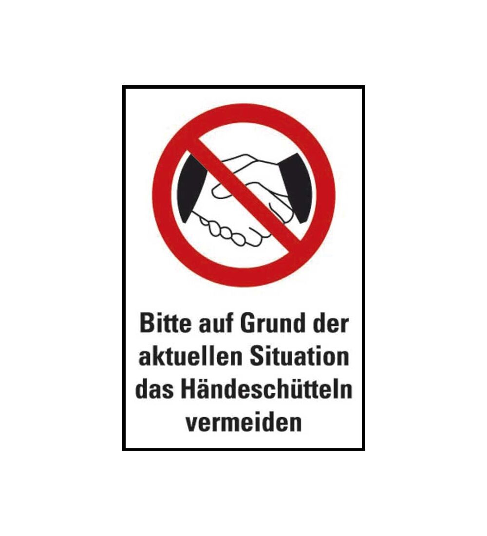  Hinweisschild Hnde schtteln vermeiden, 300x200mm, Kunststoff 