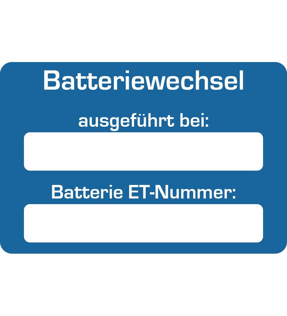  Kundendienst-Aufkleber  Batteriewechsel ausgefhrt bei: 