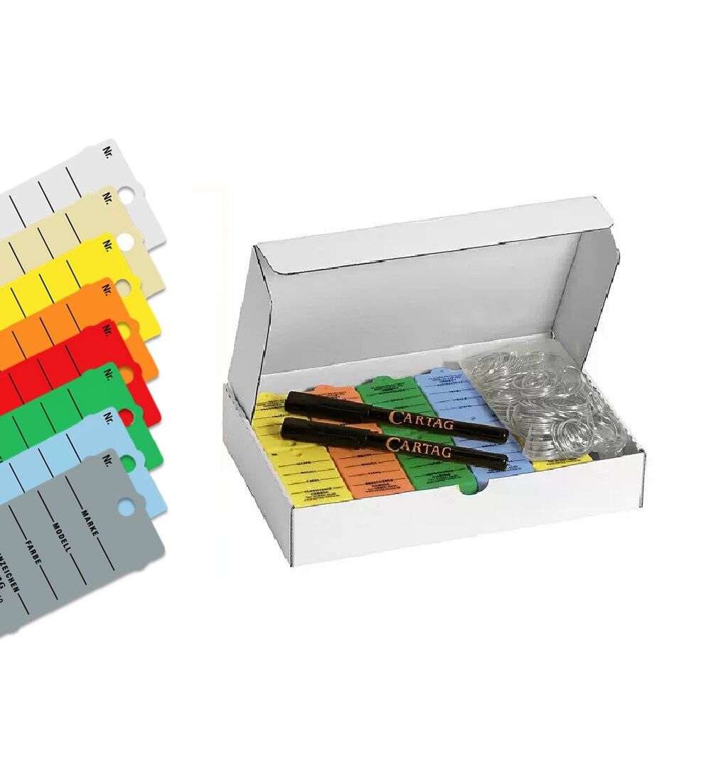 CARTAG 1 - MIXBOX - Schlsselanhnger Set mit Ring (200 Stck + 2 Permanent-Stifte)