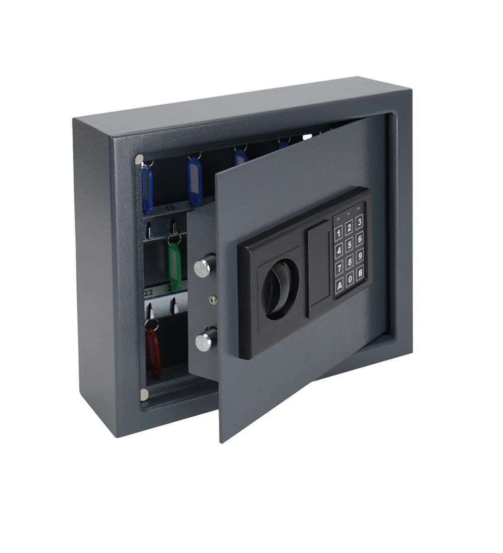  Schlsseltresor mit Elektronikschloss, 30 Haken, inkl. 30 Schlsselanhnger, 30 x 28 x 10 cm   Bild 2