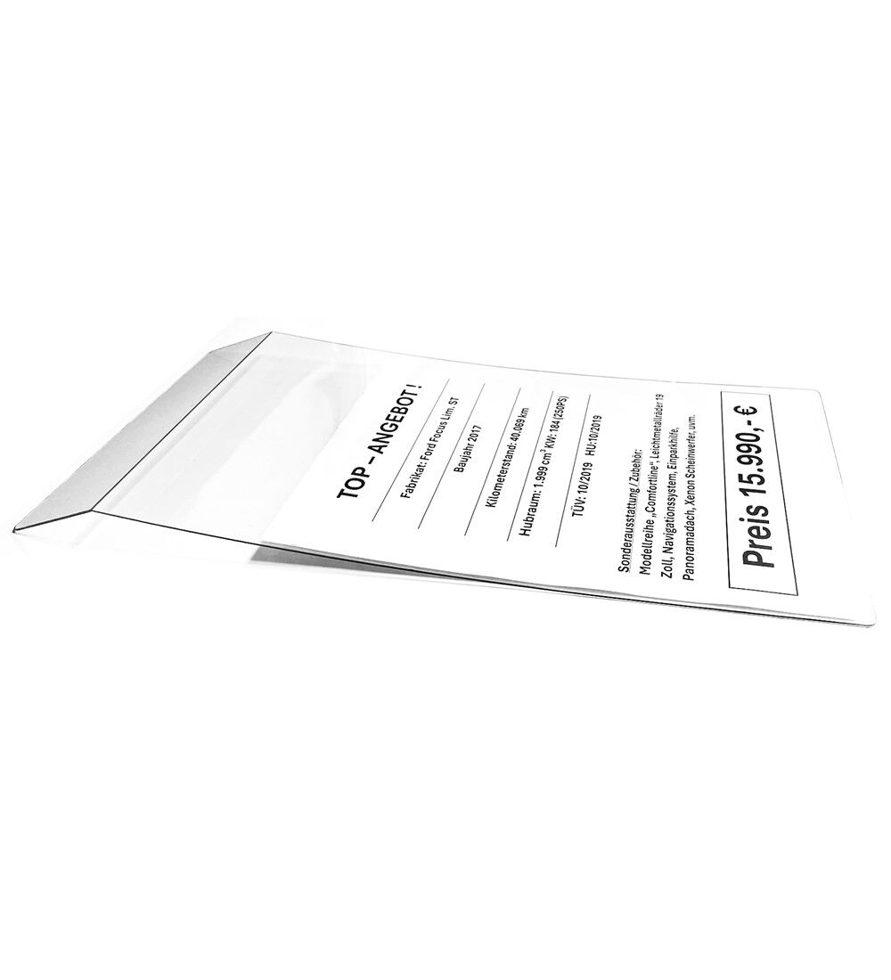  Preisblatthalter DIN A4 Hochformat zur Anbringung an der Sonnenblende, Polycarbonat  Bild 2