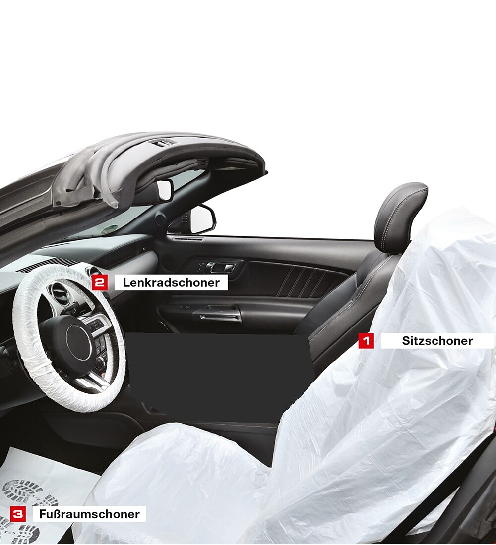 CARE KIT&nbsp;f�r PKW, Einweg-Schoner Set, 100 Sets, 3-teilig, je Set in Fu�raum-Schutzmatte gefaltet  Bild 2