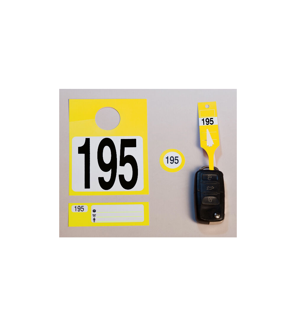  Leitzahl-Kennzeichnungsset 4-teilig:  Schlüsselanhänger, Spiegelanhänger,  Auftragsnummer, Kundenbeleg   Bild 2