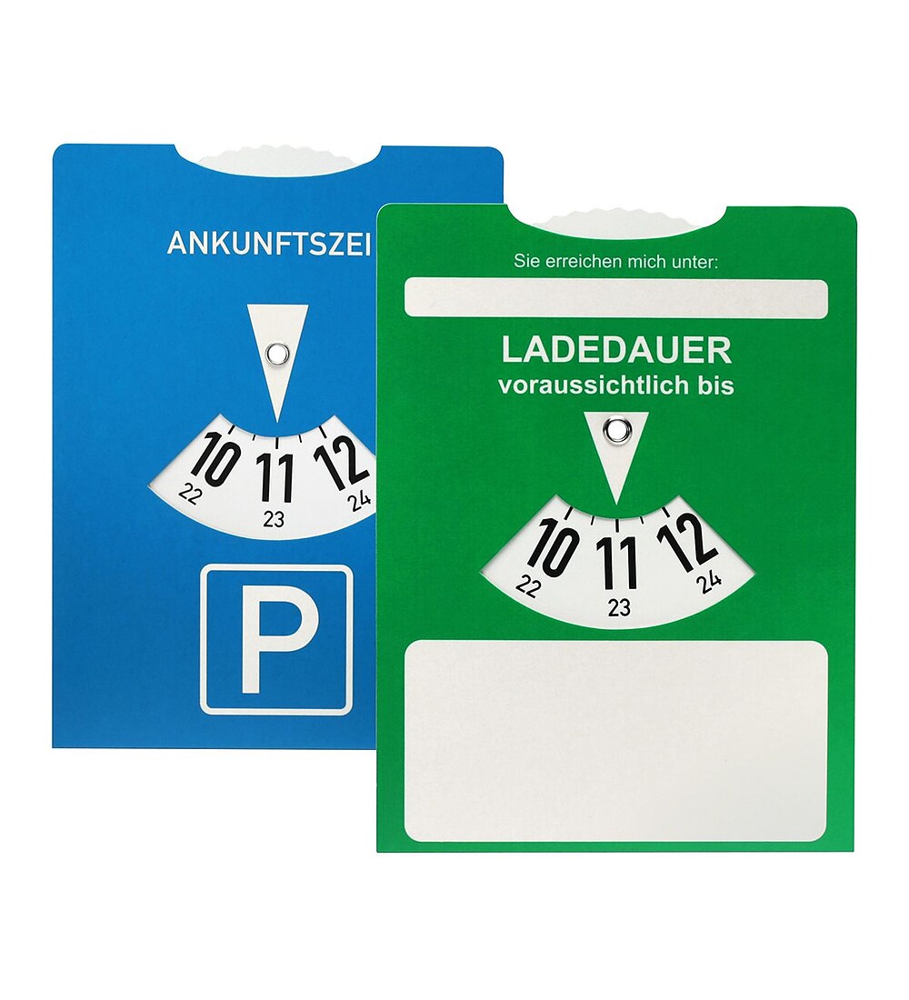 Karton-Parkscheibe mit Ladedaueranzeige