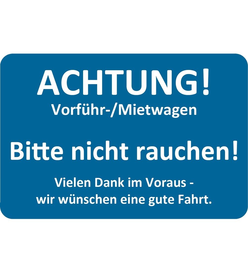 Kundendienst-Aufkleber Bitte nicht rauchen! Vorführ-/Mietwagen - Aufkleber/Serviceaufkleber  Kundendienst-Aufkleber, Etiketten und Formulare Werkstatt-Arbeitshilfen -  CARTAG @commerce AG