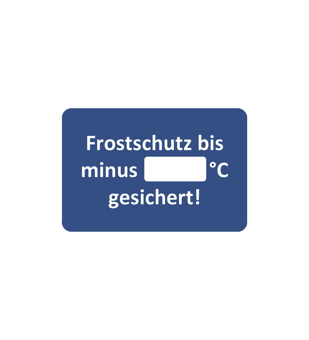 Kundendienst-Aufkleber Frostschutz bis minus ...°C gesichert!