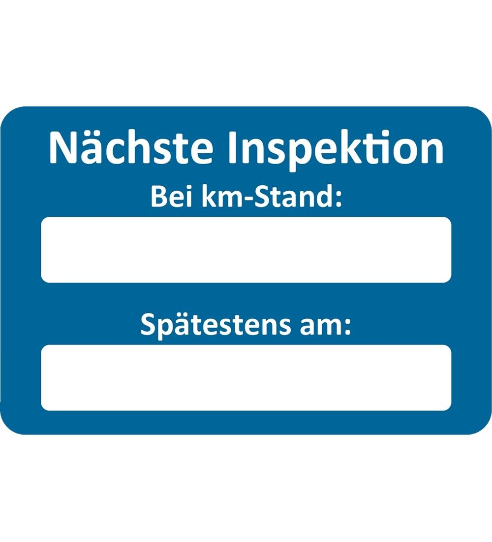 Kundendienst-Aufkleber Nchste Inspektion bei km-Stand: