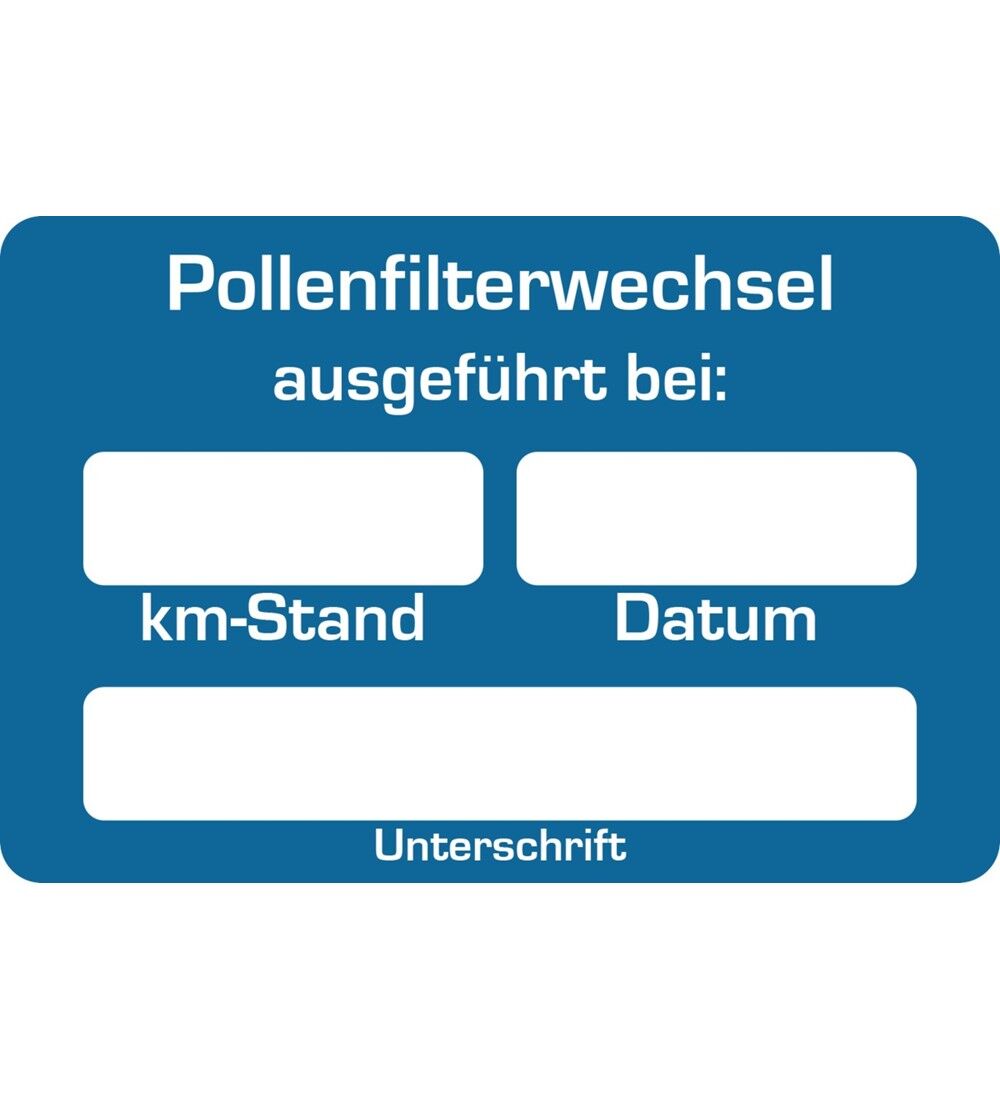 Kundendienst-Aufkleber  Pollenfilter-Wechsel ausgefhrt bei: