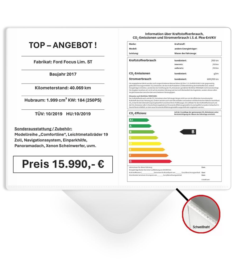 PREMIUM - Preisblatthalter DIN  A3  - Querformat,  Steckversion, Polycarbonat