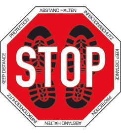  Bodenaufkleber STOP, achteckig, 400 mm 