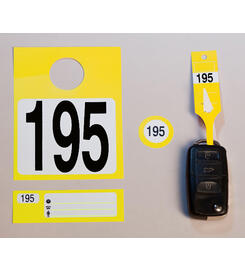  Leitzahl-Kennzeichnungsset 4-teilig:  Schlüsselanhänger, Spiegelanhänger,  Auftragsnummer, Kundenbeleg  