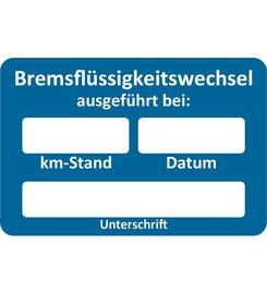 Kundendienst-Aufkleber  Bremsflssigkeitswechsel ausgefhrt bei: