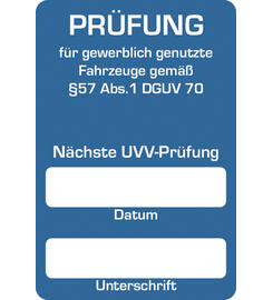 Kundendienst-Aufkleber Nchste UVV-Prfung fr gewerblich genutze Fahrzeuge