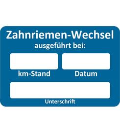 Kundendienst-Aufkleber Zahnriemen-Wechsel ausgefhrt bei: