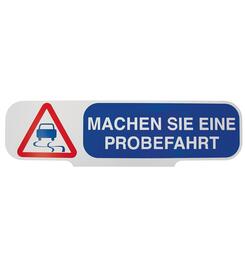 Machen Sie eine Probefahrt - Werbetext fr Dachaufsteller