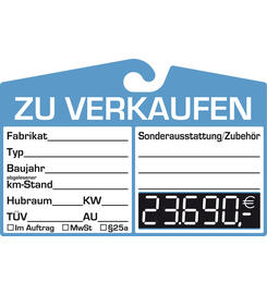 Verkaufsschilder, Spiegelanhnger mit  digitalem Preisfeld, 25 Stck