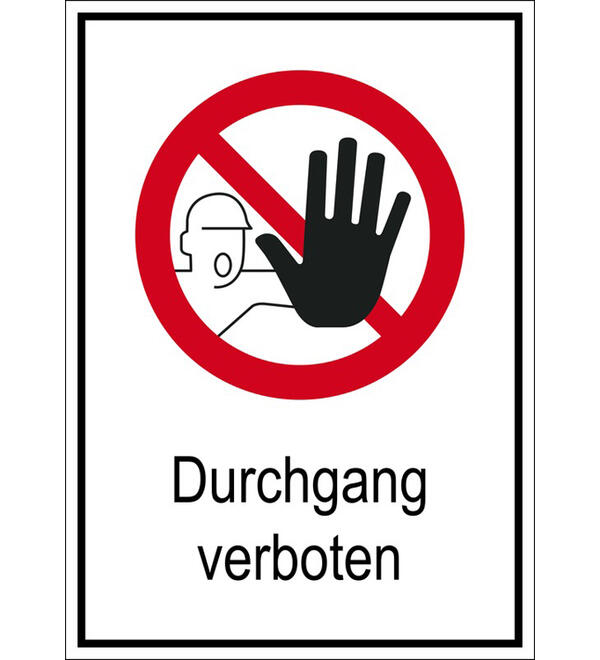  Aufkleber Durchgang verboten - 131x185mm, PVC-Folie 