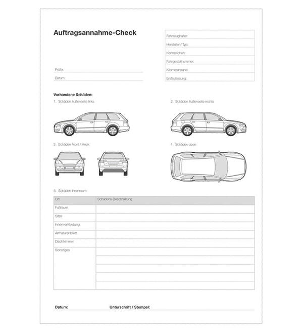  Auftragsannahme-Check DIN A4 Block  50 Blatt 