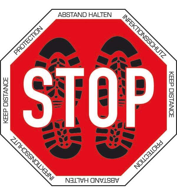  Bodenaufkleber STOP, achteckig, 400 mm 