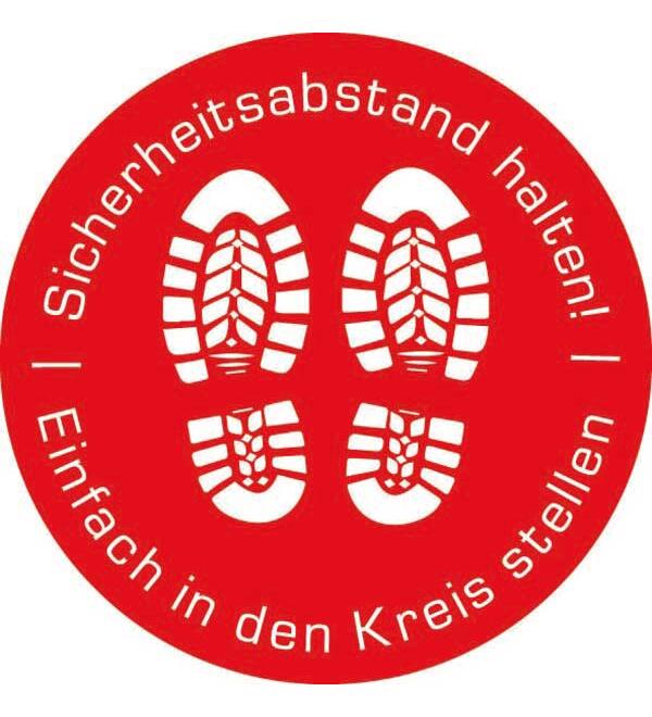  Bodenaufkleber Sicherheitsabstand halten, rund, 400mm 