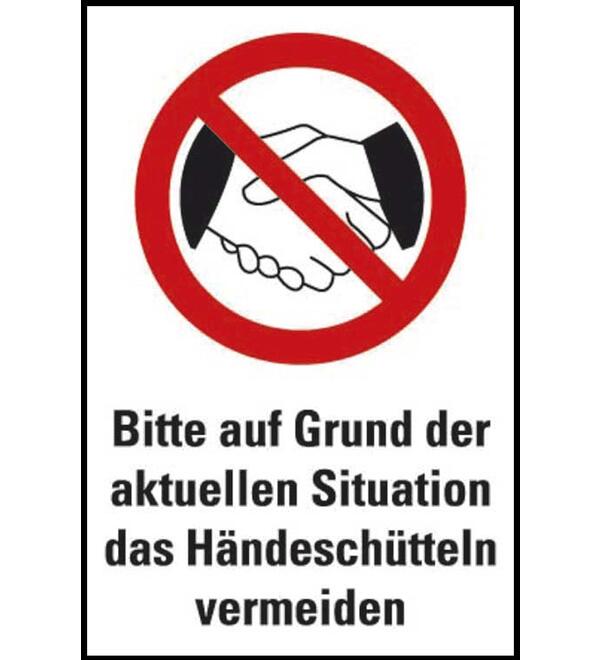  Hinweisschild Hnde schtteln vermeiden, 300x200mm, Kunststoff 