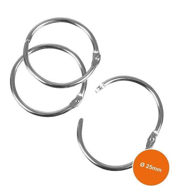  Metall-Klappringe mit aufklappbarem Schnellverschluss ⌀&nbsp;25 mm (VPE = 10 St�ck)  