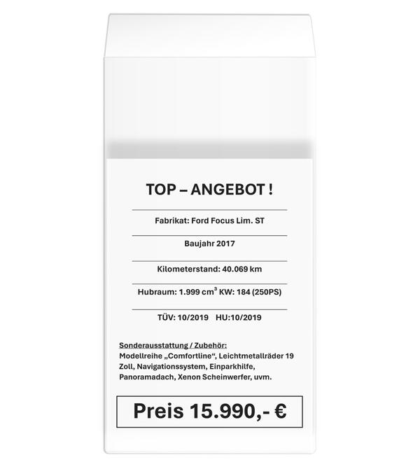  Preisblatthalter DIN A4 Hochformat zur Anbringung an der Sonnenblende, Polycarbonat 