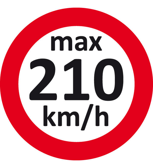 Geschwindigkeitsaufkleber max.210 km/h  fr Winterreifen / Rderwechsel