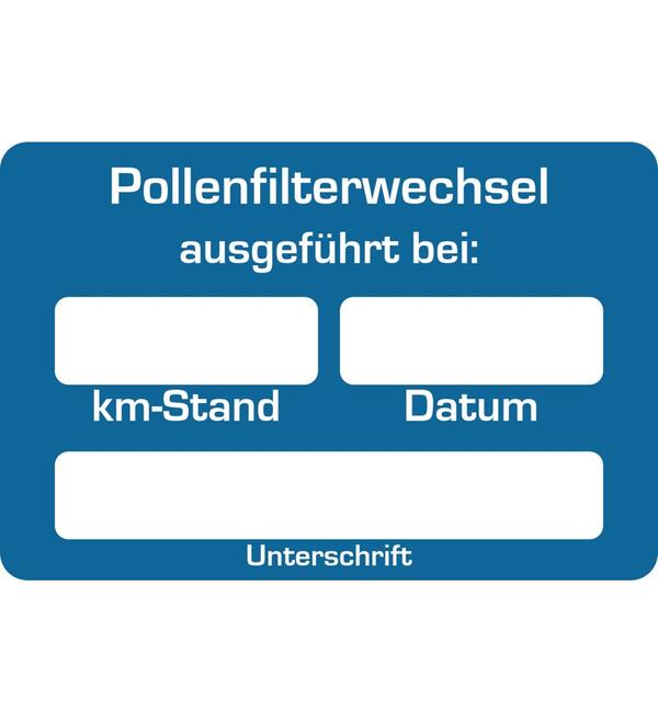 Kundendienst-Aufkleber  Pollenfilter-Wechsel ausgefhrt bei: