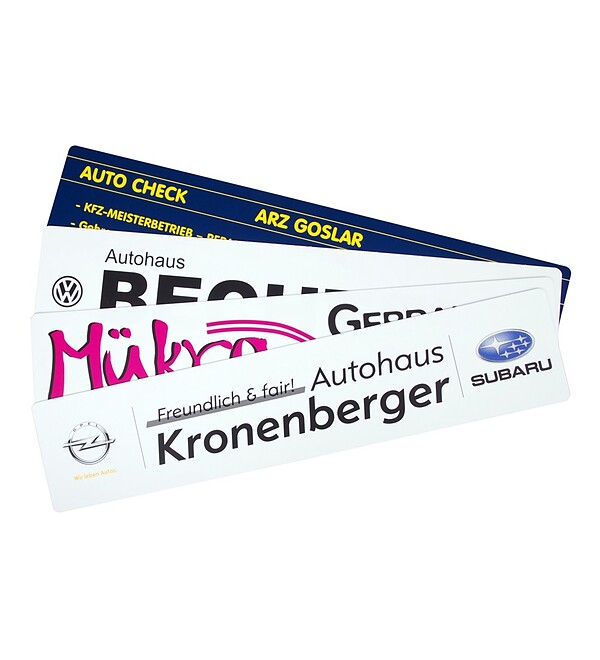 Werbeschild Miniletter&nbsp;f�r Kennzeichenverst�rker individuell bedruckt PP